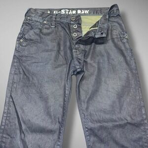 G-Star Raw Jeans Mens 34x32 Dark Blue Loose Straight Fit Denim Pant Flap Pockets
